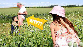 Caught Old Couple Fucking in the Field! Granny Was So Wet, I Had to Slide In Too at GrandParentsX
